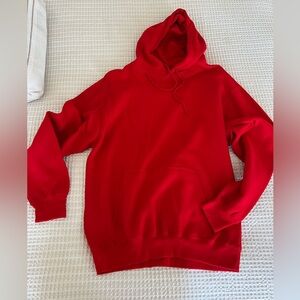 Medium never worn red oversized sweater hoodie draw strings